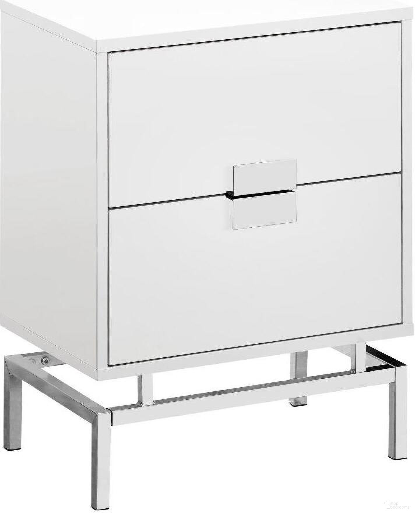 24 Inch Accent Table In Glossy White And Chrome Metal I 3490