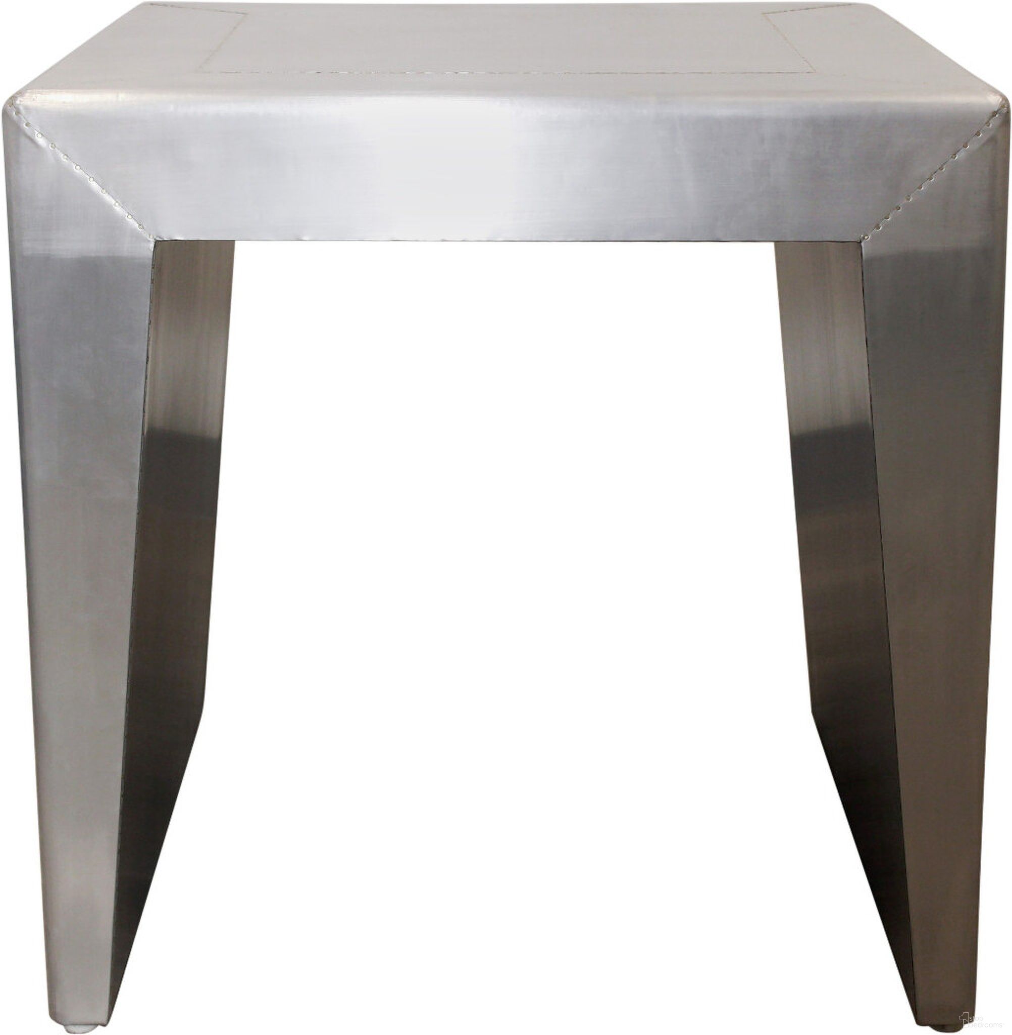 The appearance of 24 Inch Aluminum and Solid Wood Square Sled End Table In Silver designed by Homeroots in the modern / contemporary interior design. This silver piece of furniture  was selected by 1StopBedrooms from  to add a touch of cosiness and style into your home. Sku: 605352. Material: Aluminum.