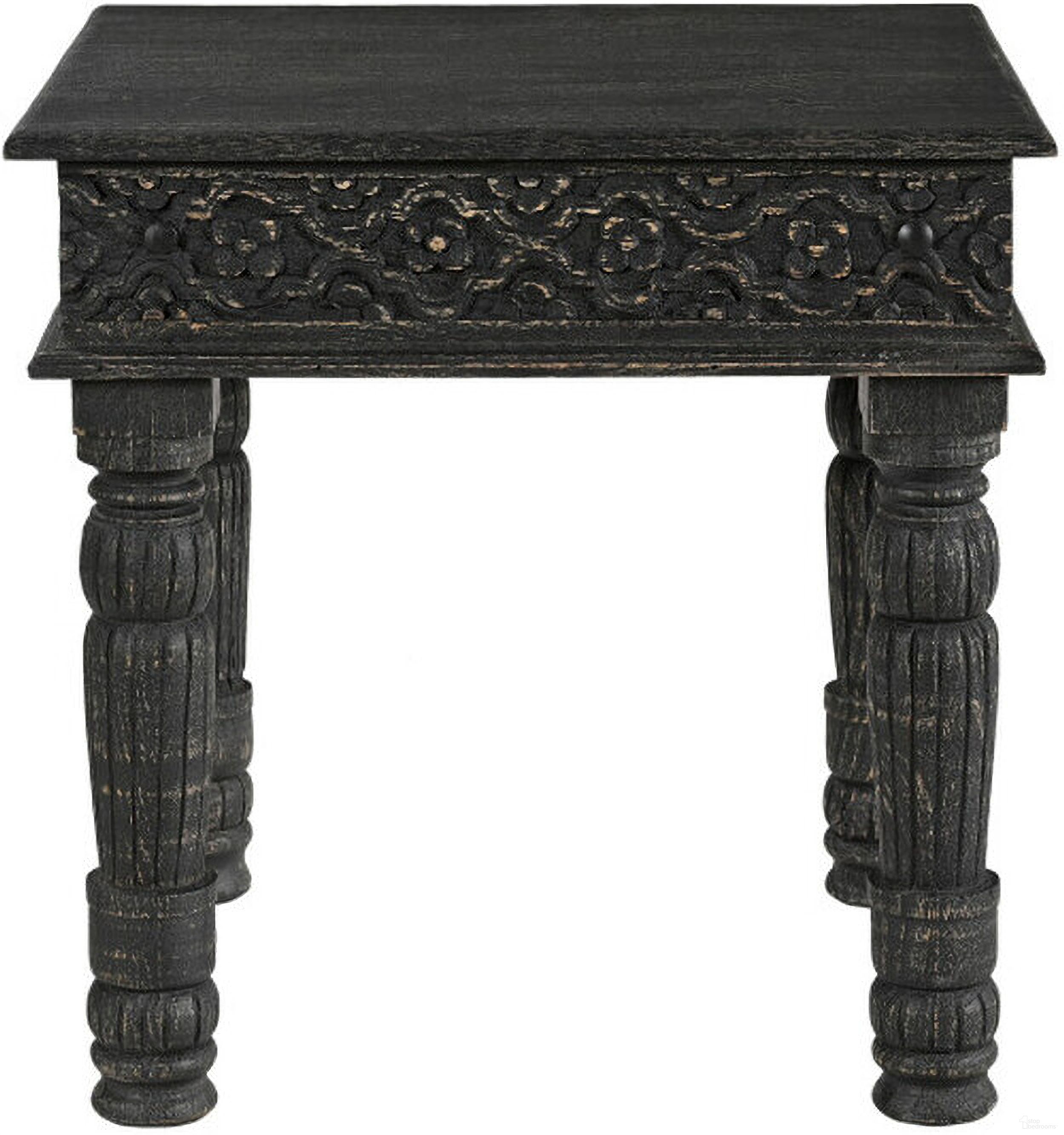 The appearance of 24 Inch Distressed Solid Wood End Table In Black designed by Homeroots in the rustic / southwestern interior design. This black piece of furniture  was selected by 1StopBedrooms from  to add a touch of cosiness and style into your home. Sku: 521959. Material: Solid Wood.
