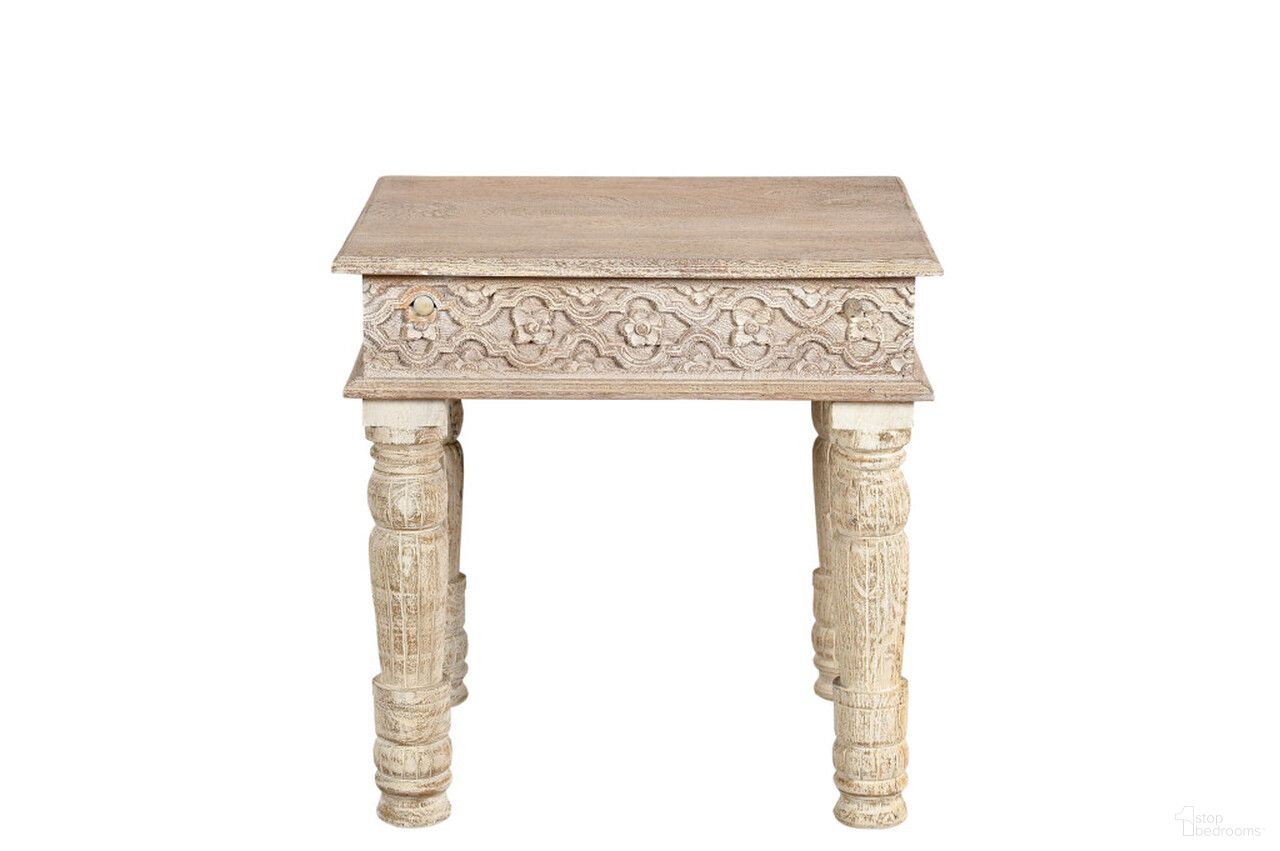 The appearance of 24 Inch Distressed Solid Wood Square End Table In White designed by Homeroots in the rustic / southwestern interior design. This white piece of furniture  was selected by 1StopBedrooms from  to add a touch of cosiness and style into your home. Sku: 521950. Material: Solid Wood.