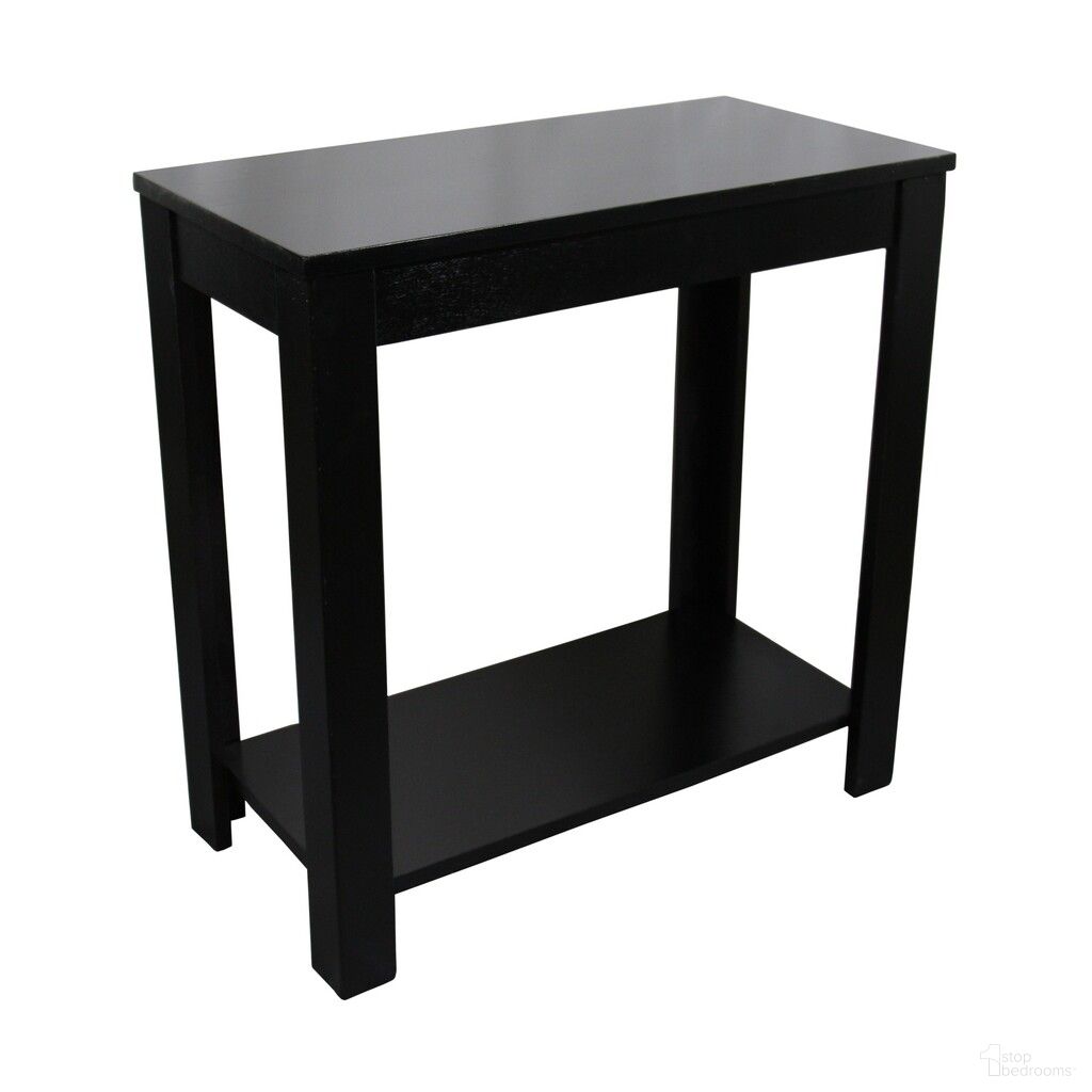 The appearance of 24 Inch End Table with Shelf In Black designed by Homeroots in the transitional interior design. This black piece of furniture  was selected by 1StopBedrooms from  to add a touch of cosiness and style into your home. Sku: 469019. Material: Wood.