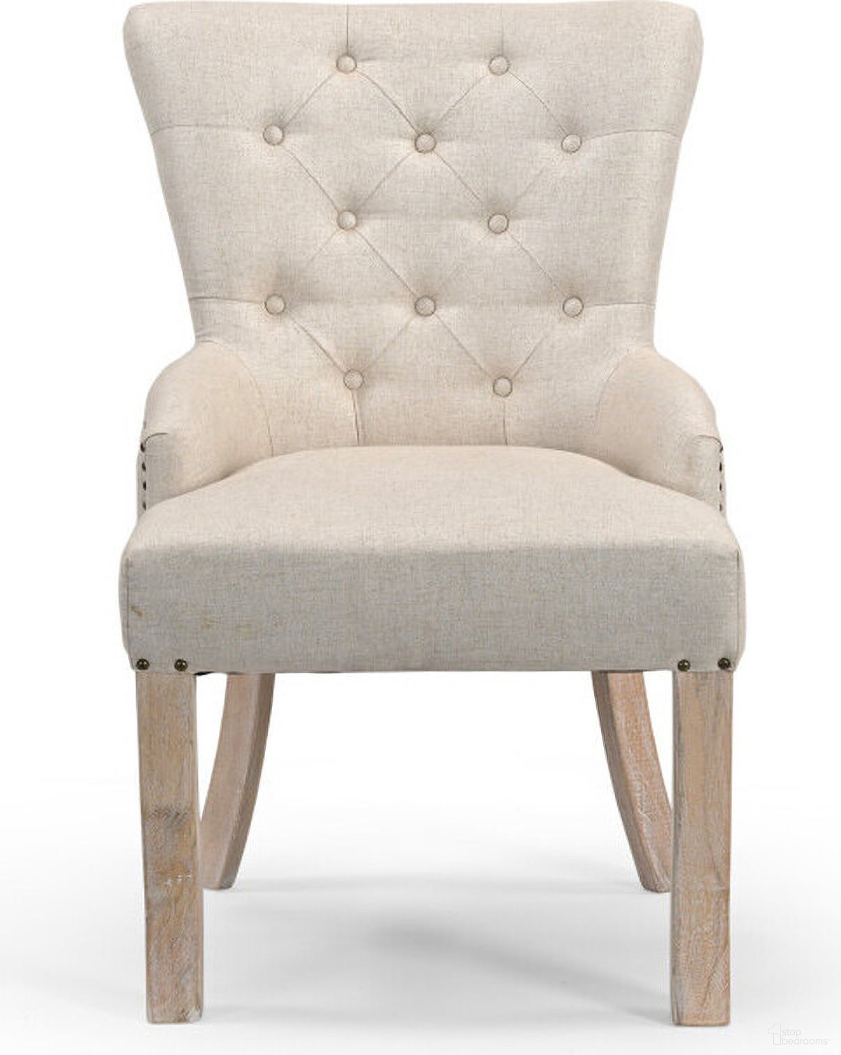 24 Inch Fabric Tufted Arm Chair In Beige