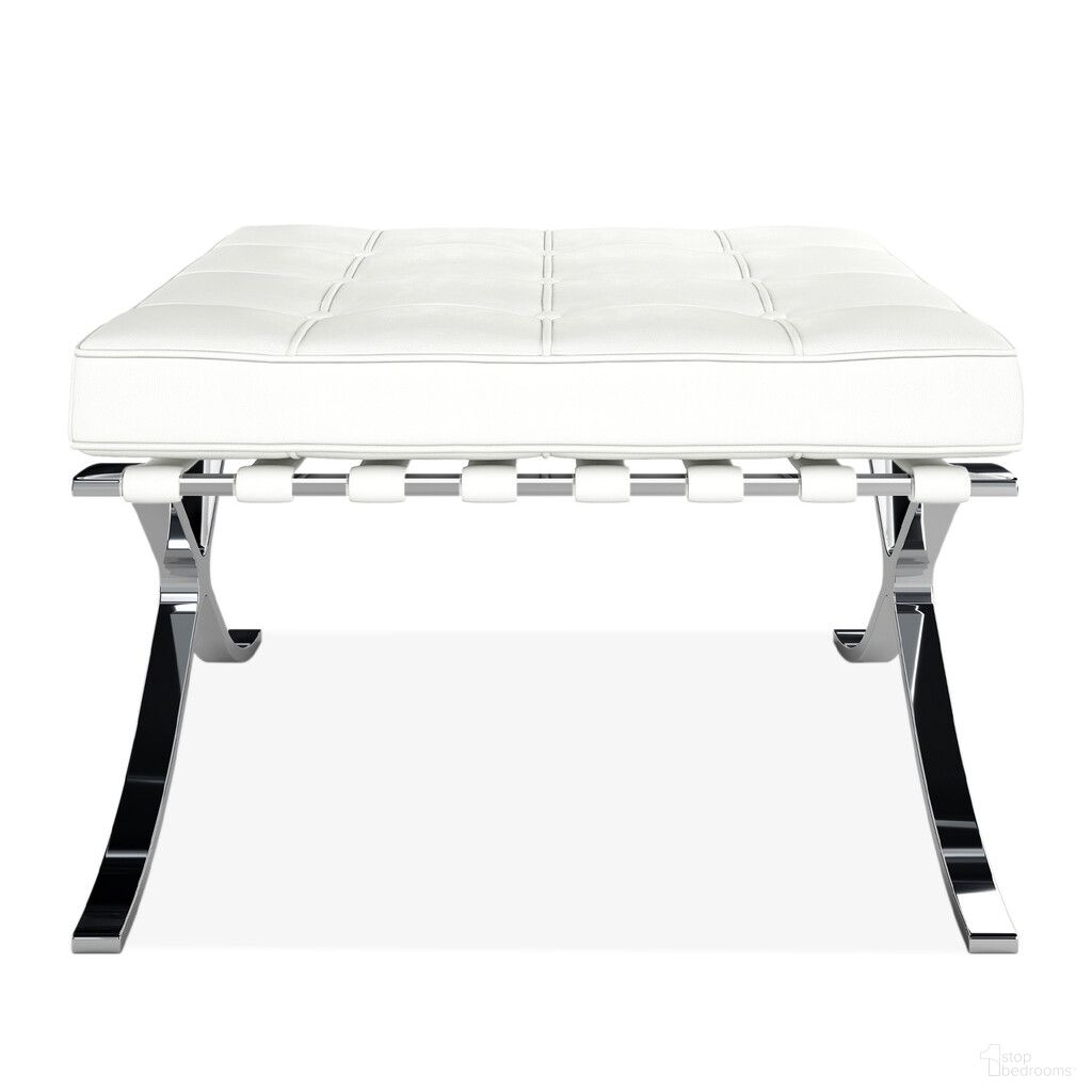 The appearance of 24 Inch Genuine Leather Tufted Footstool Ottoman In White and Silver designed by Homeroots in the modern / contemporary interior design. This white and silver piece of furniture was selected by 1StopBedrooms from to add a touch of cosiness and style into your home. Sku: 520804. Material: Genuine Leather.