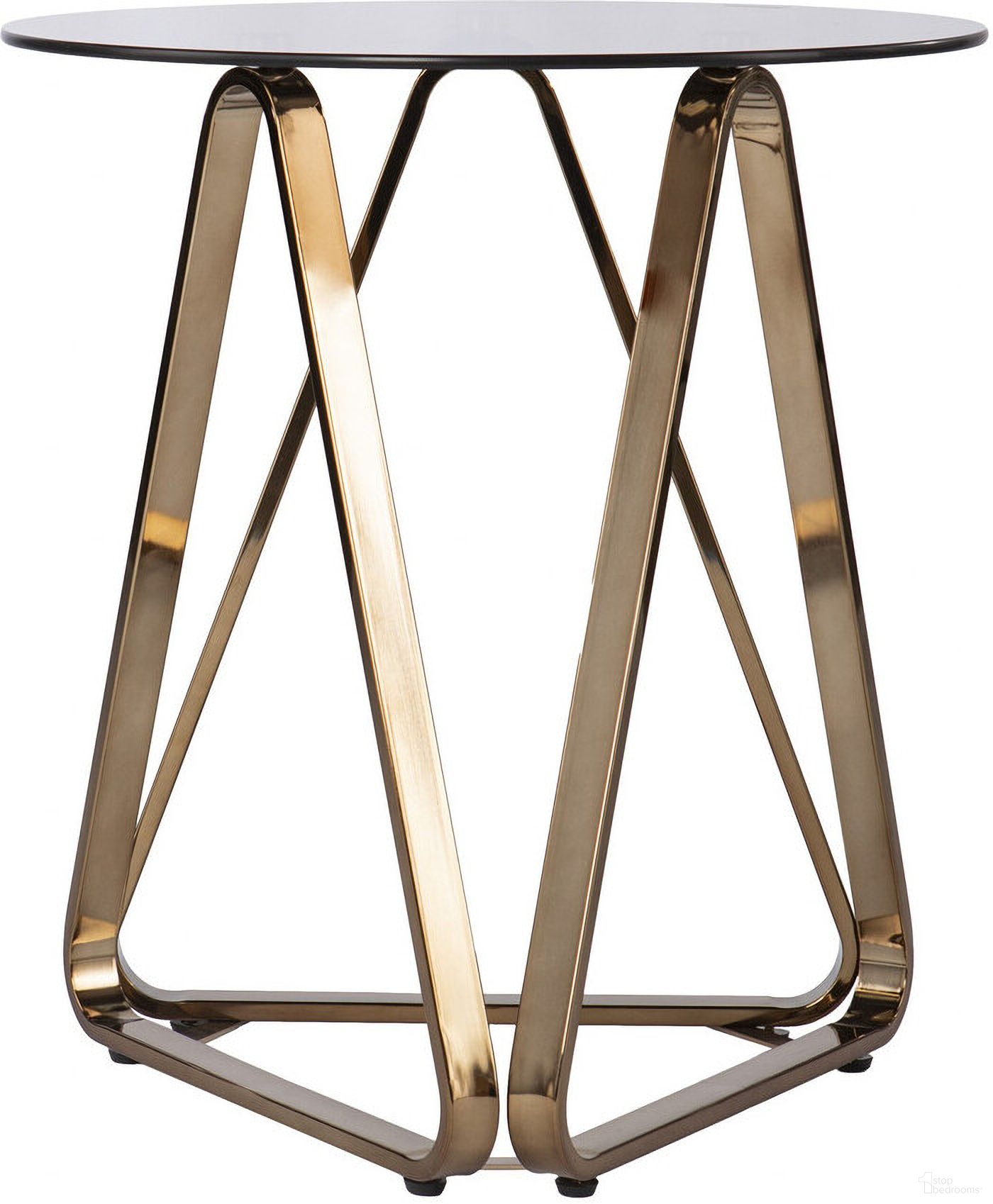 The appearance of 24 Inch Glass and Iron Round End Table In Champagne designed by Homeroots in the modern / contemporary interior design. This champagne piece of furniture  was selected by 1StopBedrooms from  to add a touch of cosiness and style into your home. Sku: 402480. Material: Glass.
