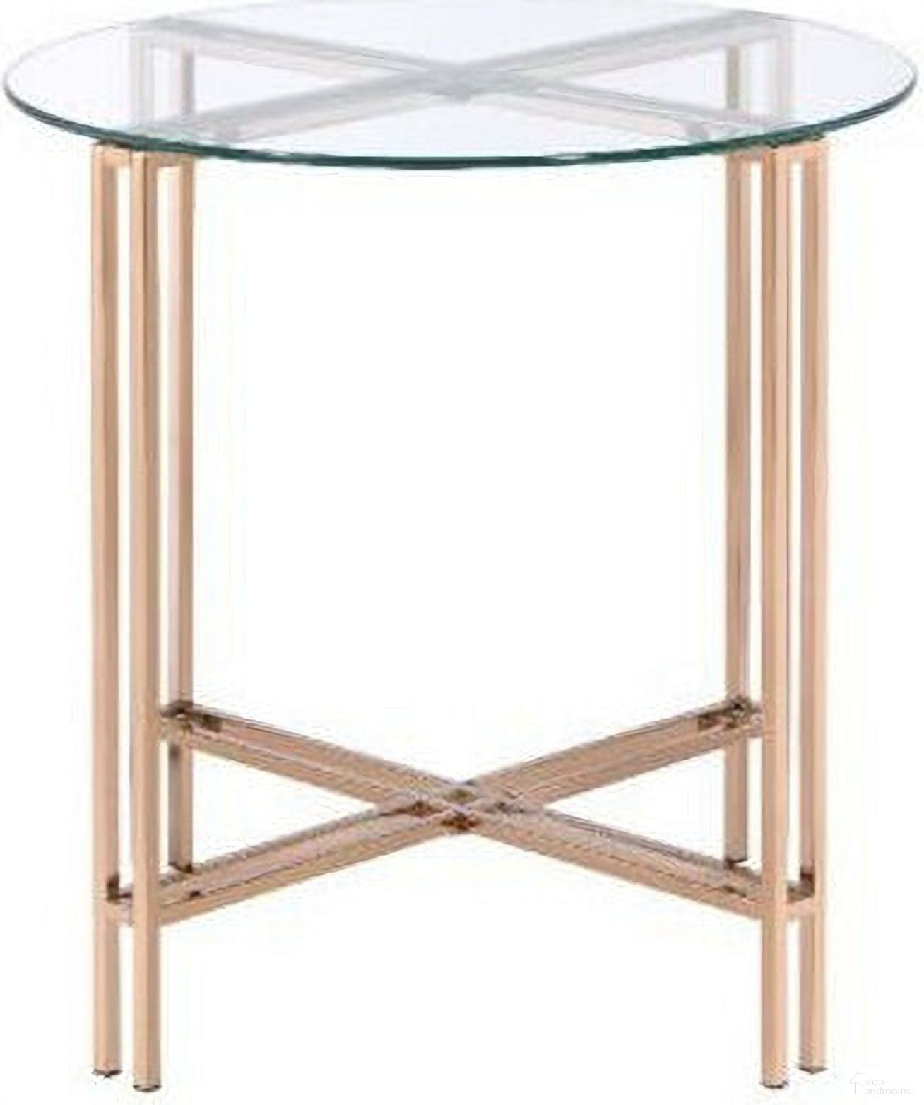 The appearance of 24 Inch Glass and Metal Round End Table In Champagne and Clear designed by Homeroots in the modern / contemporary interior design. This champagne and clear piece of furniture  was selected by 1StopBedrooms from  to add a touch of cosiness and style into your home. Sku: 486362. Material: Glass.
