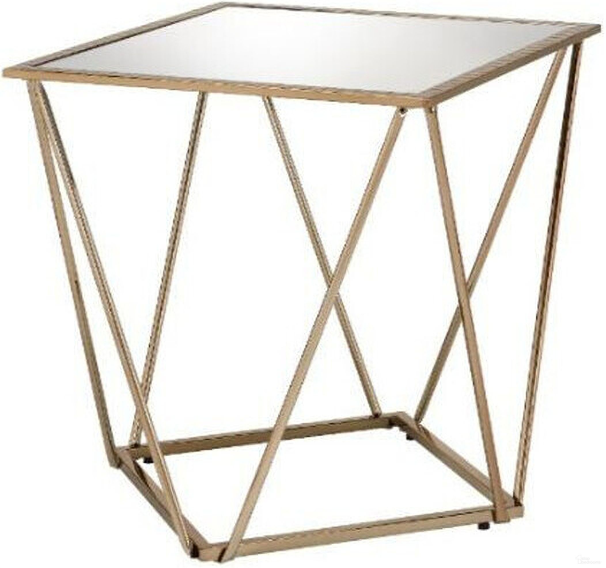 The appearance of 24 Inch Glass and Metal Square Mirrored End Table In Silver and Champagne designed by Homeroots in the modern / contemporary interior design. This silver and champagne piece of furniture  was selected by 1StopBedrooms from  to add a touch of cosiness and style into your home. Sku: 488080. Material: Mirrored Glass.