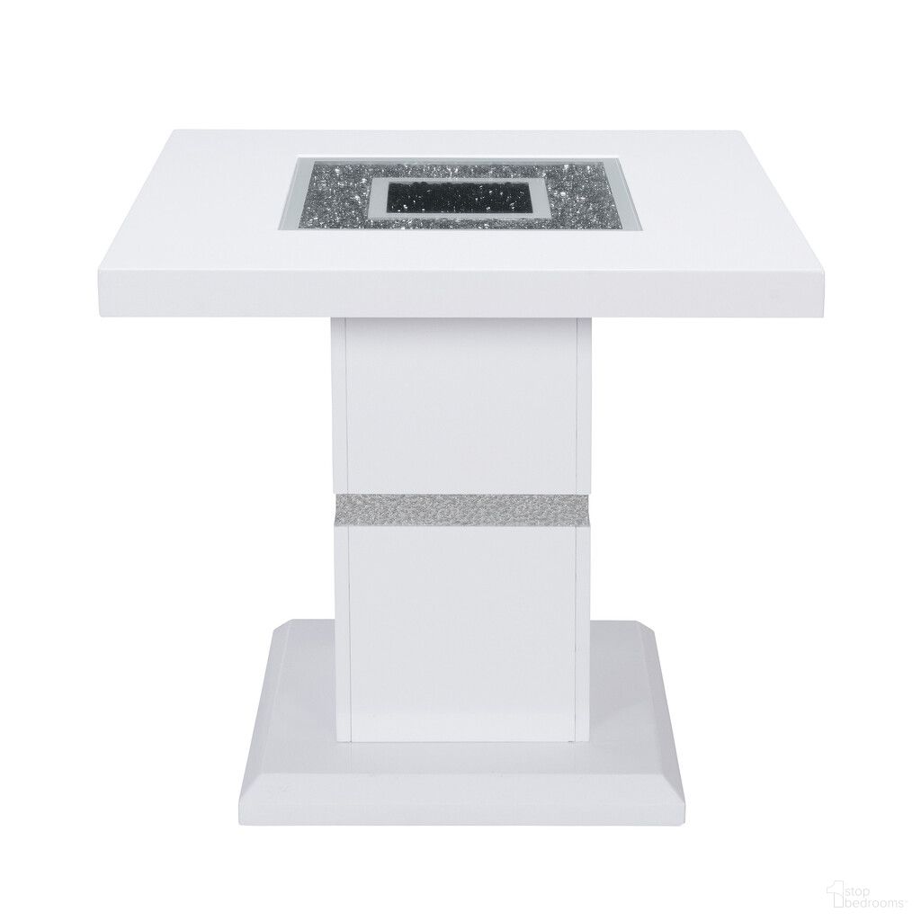 The appearance of 24 Inch Glass and Wood Faux Crystal Bling Square Pedestal End Table In White and Silver designed by Homeroots in the modern / contemporary interior design. This white and silver piece of furniture  was selected by 1StopBedrooms from  to add a touch of cosiness and style into your home. Sku: 560100. Material: Glass.