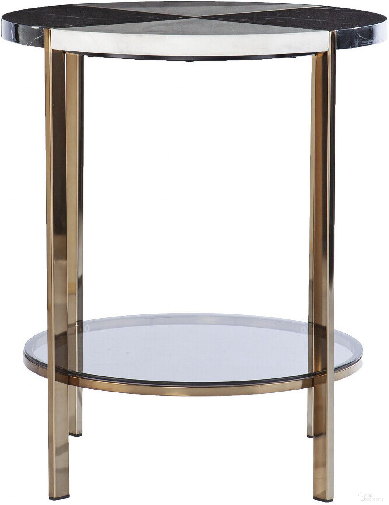 24 Inch Manufactured Wood and Iron Round End Table with Two Shelves In Black