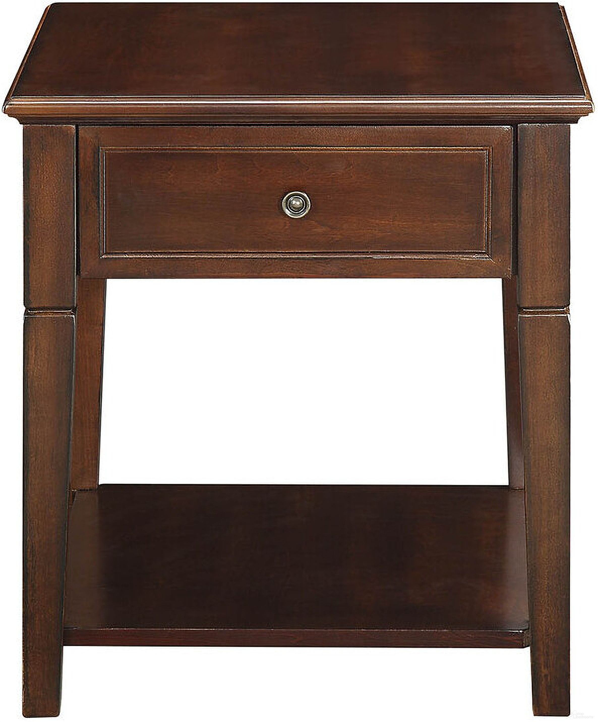 24 Inch Manufactured Wood Rectangular End Table with Drawer and Shelf In Walnut