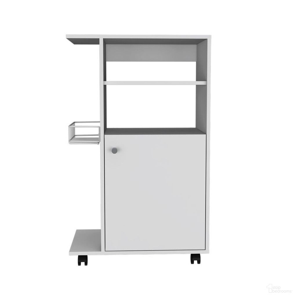 24 Inch Rolling Kitchen Cart with Storage In White