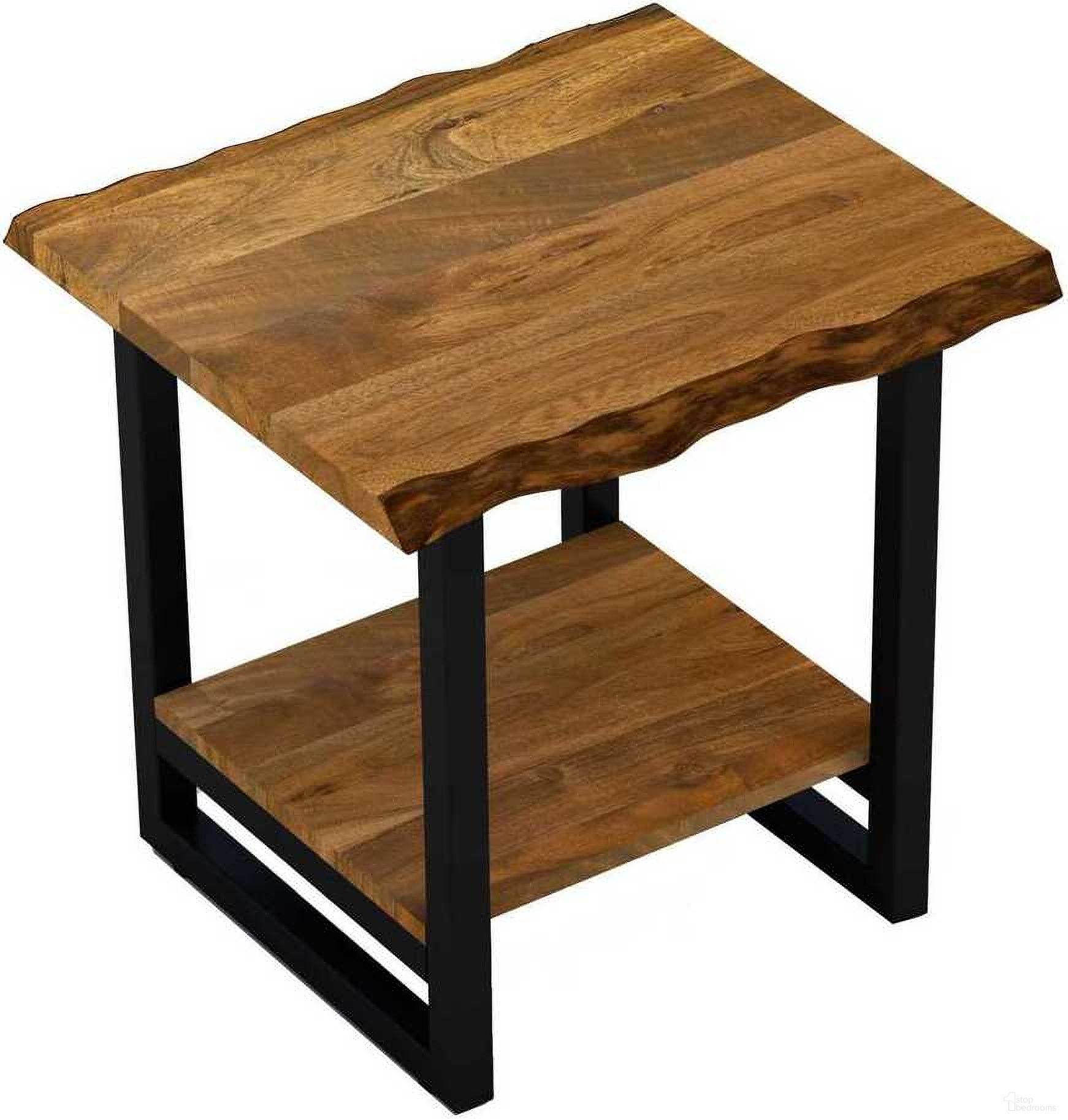 The appearance of 24 Inch Solid Wood and Iron Square Frame End Table with Shelf In Black and Brown designed by Homeroots in the rustic / southwestern interior design. This black and brown piece of furniture  was selected by 1StopBedrooms from  to add a touch of cosiness and style into your home. Sku: 379800. Material: Wood.