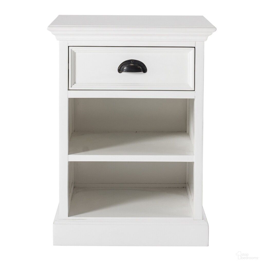24 Inch Solid Wood Distressed One Drawer Nightstand In White