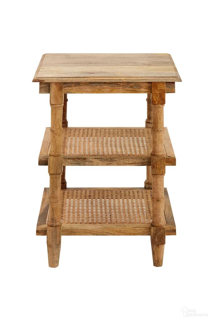 The appearance of 24 Inch Solid Wood End Table with Two Shelves In Natural designed by Homeroots in the rustic / southwestern interior design. This natural piece of furniture  was selected by 1StopBedrooms from  to add a touch of cosiness and style into your home. Sku: 632710. Material: Solid Wood.