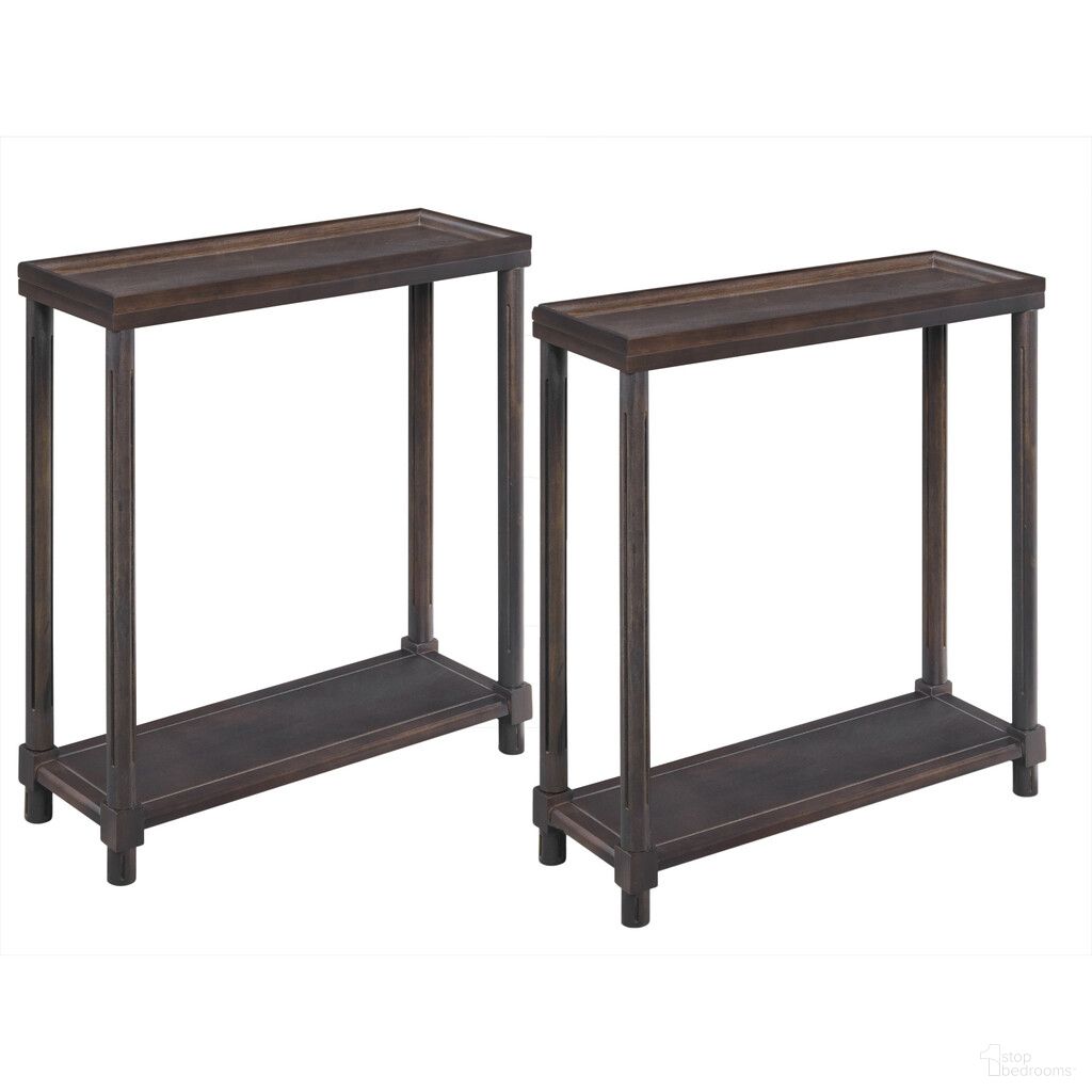 24 Inch Solid Wood End Tables Set of 2 with Shelf In Espresso