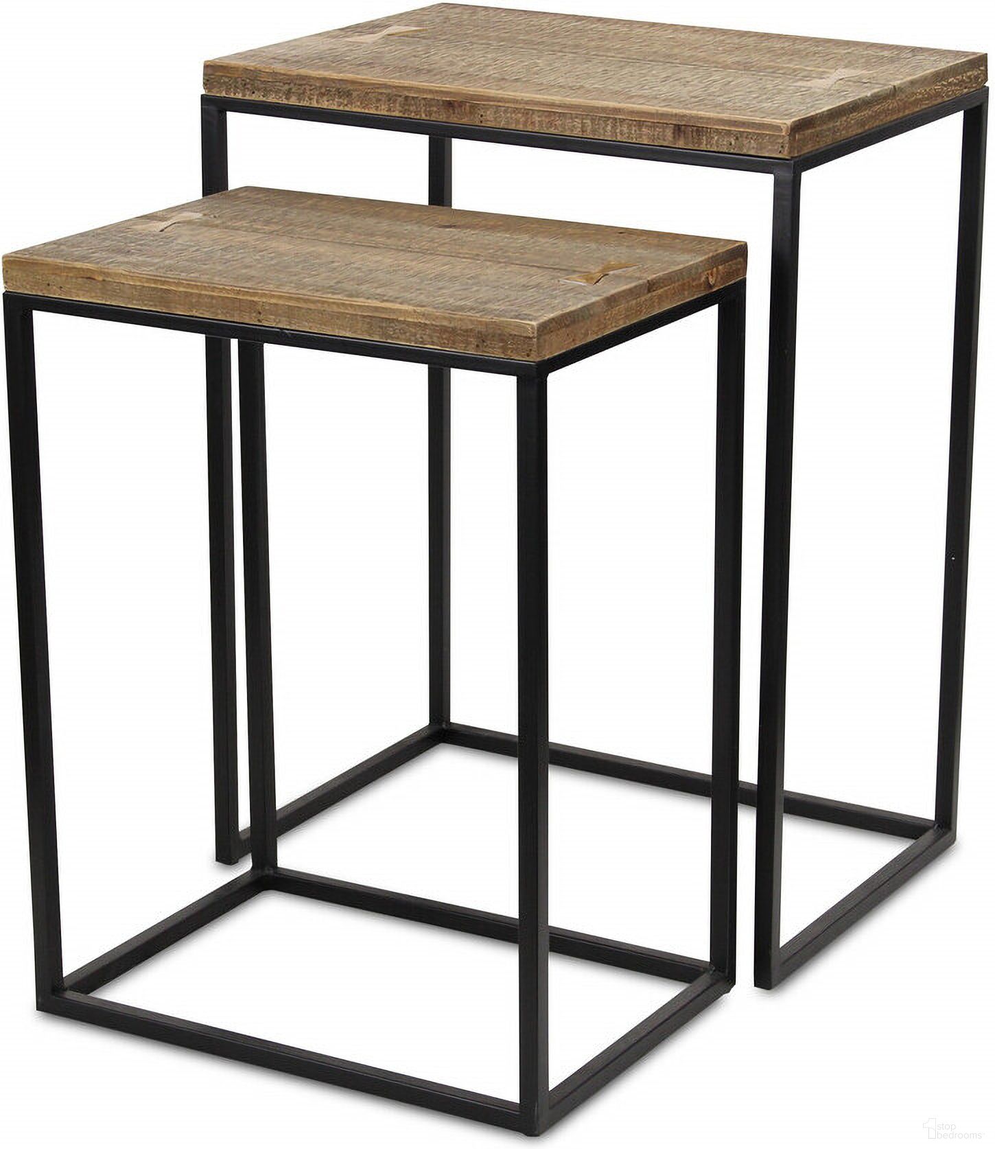 24 Inch Solid Wood Nested Tables Set of 2 In Black and Brown