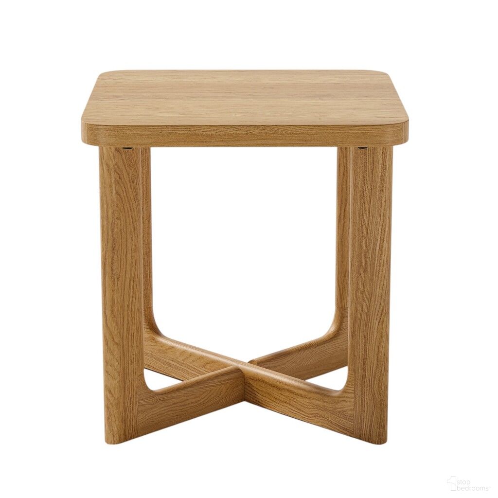 24 Inch Solid Wood Square Cross Legs End Table In Natural