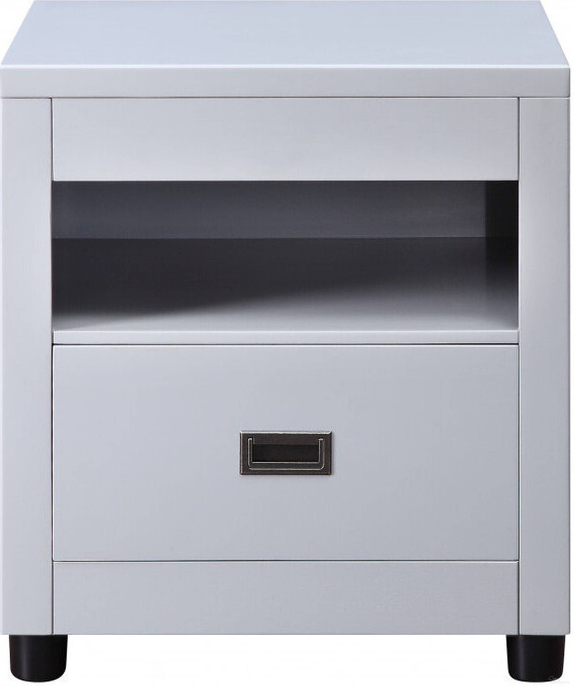24 Inch Square End Table with Drawer and Shelf In Dove Gray