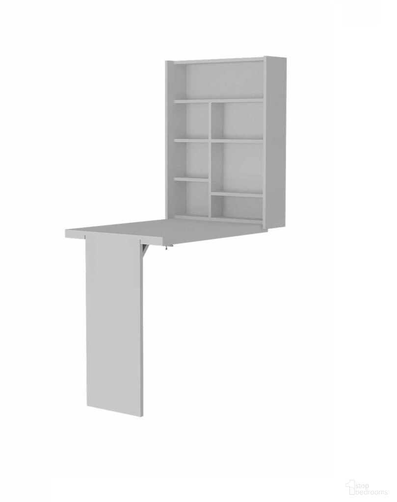 The appearance of 24 Inch Wall Mounted Writing Desk In White designed by Homeroots in the modern / contemporary interior design. This white piece of furniture  was selected by 1StopBedrooms from  to add a touch of cosiness and style into your home. Sku: 403793. Material: Wood.