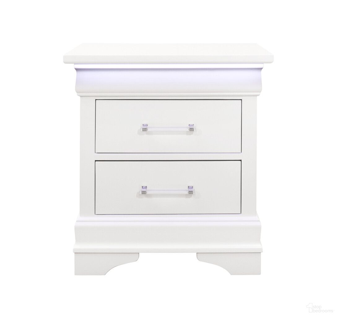 The appearance of 24 Inch Wood Lighted Two Drawer Nightstand In White designed by Homeroots in the transitional interior design. This white piece of furniture  was selected by 1StopBedrooms from  to add a touch of cosiness and style into your home. Sku: 482398. Material: Wood.