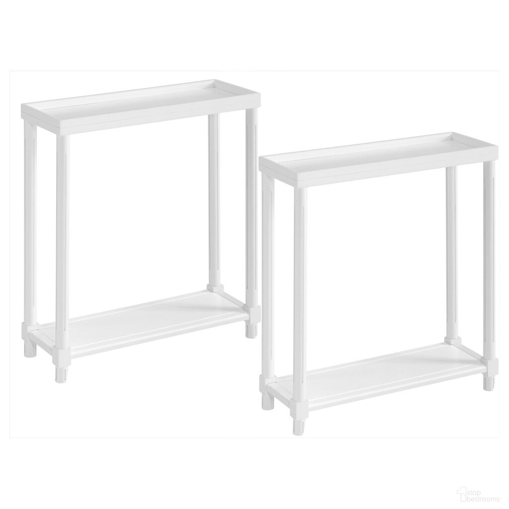 24 Inch Wood Rectangular End Tables Set of 2 with Shelf In White