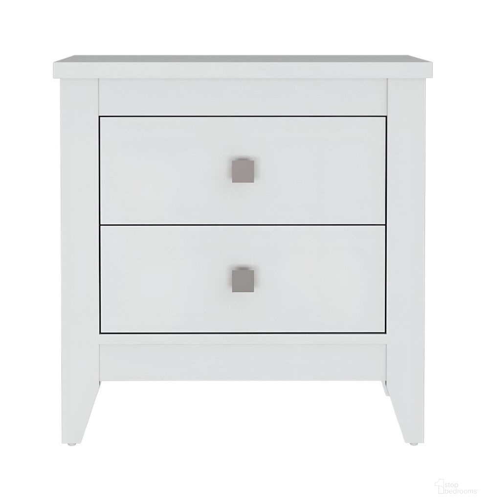 24 Inch Wood Two Drawer Nightstand In White