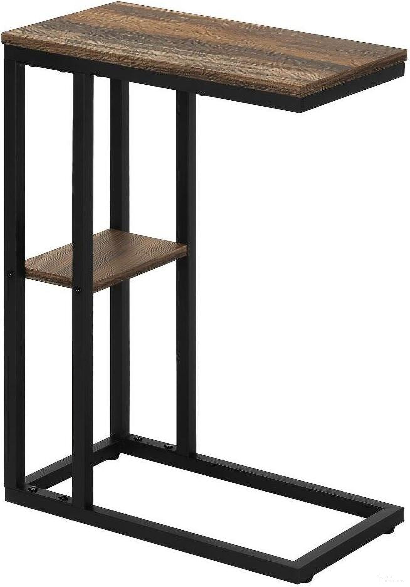 25 Inch Accentt Table In Brown Reclaimed-Look And Black Metal
