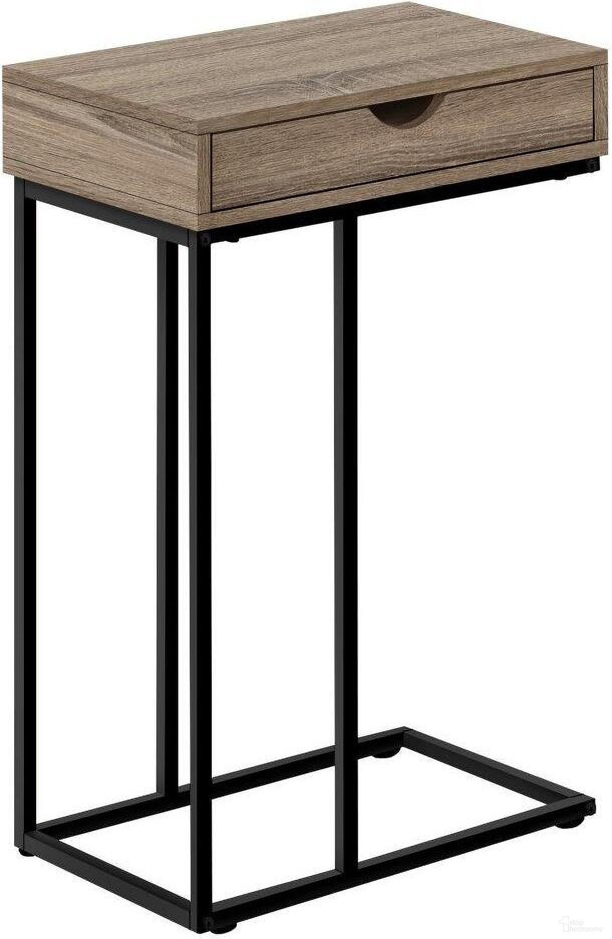 25 Inch Accent Table In Dark Taupe And Black Metal I 3771