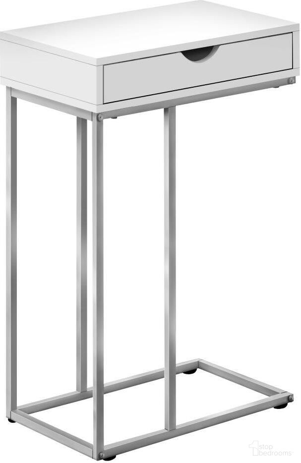 25 Inch Accentt Table In White And Silver Metal