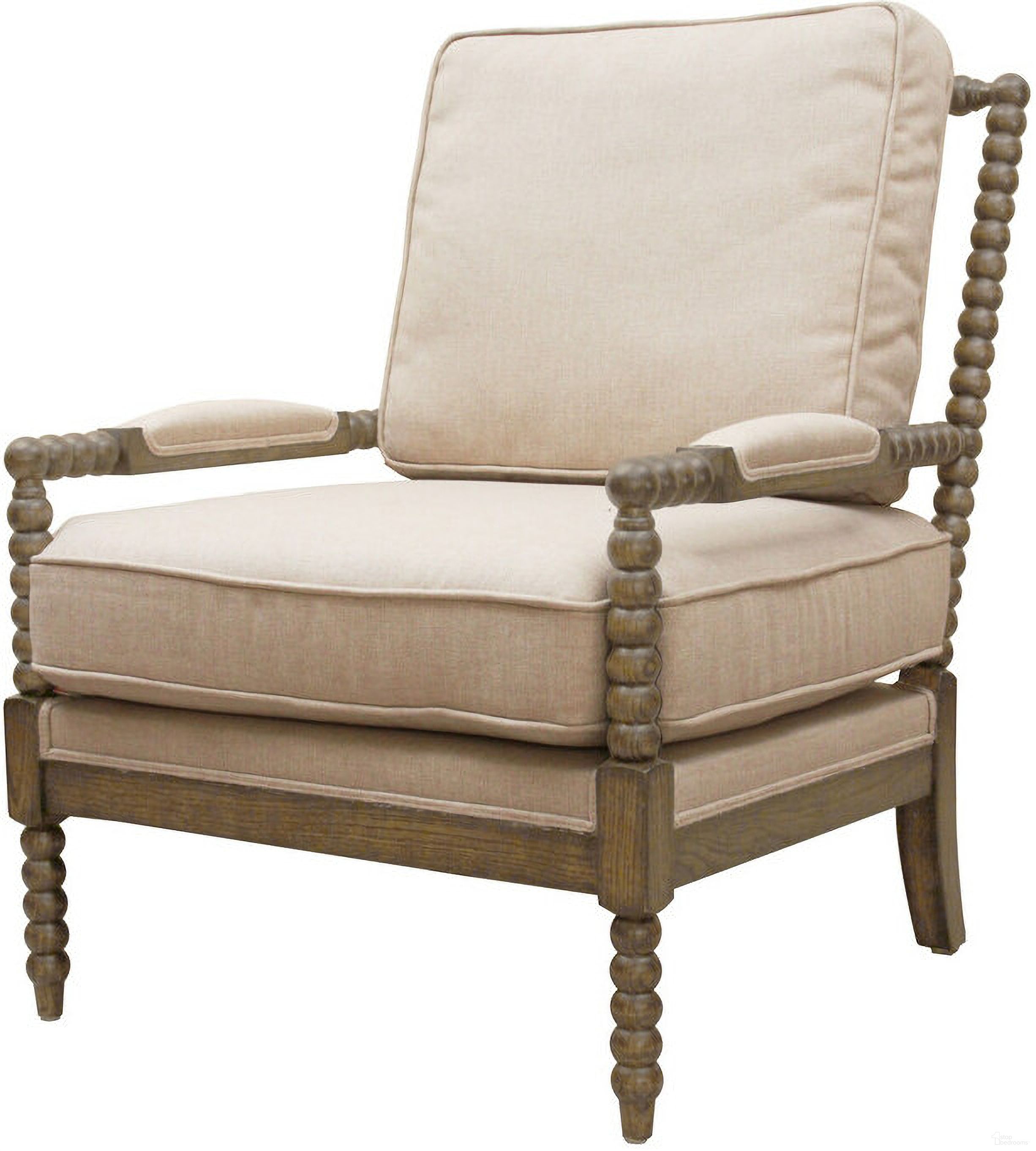 The appearance of 25 Inch Cushion Beaded Arm Chair In Ivory and Natural designed by Homeroots in the transitional interior design. This ivory and natural piece of furniture was selected by 1StopBedrooms from to add a touch of cosiness and style into your home. Sku: 488563. Material: Wood.