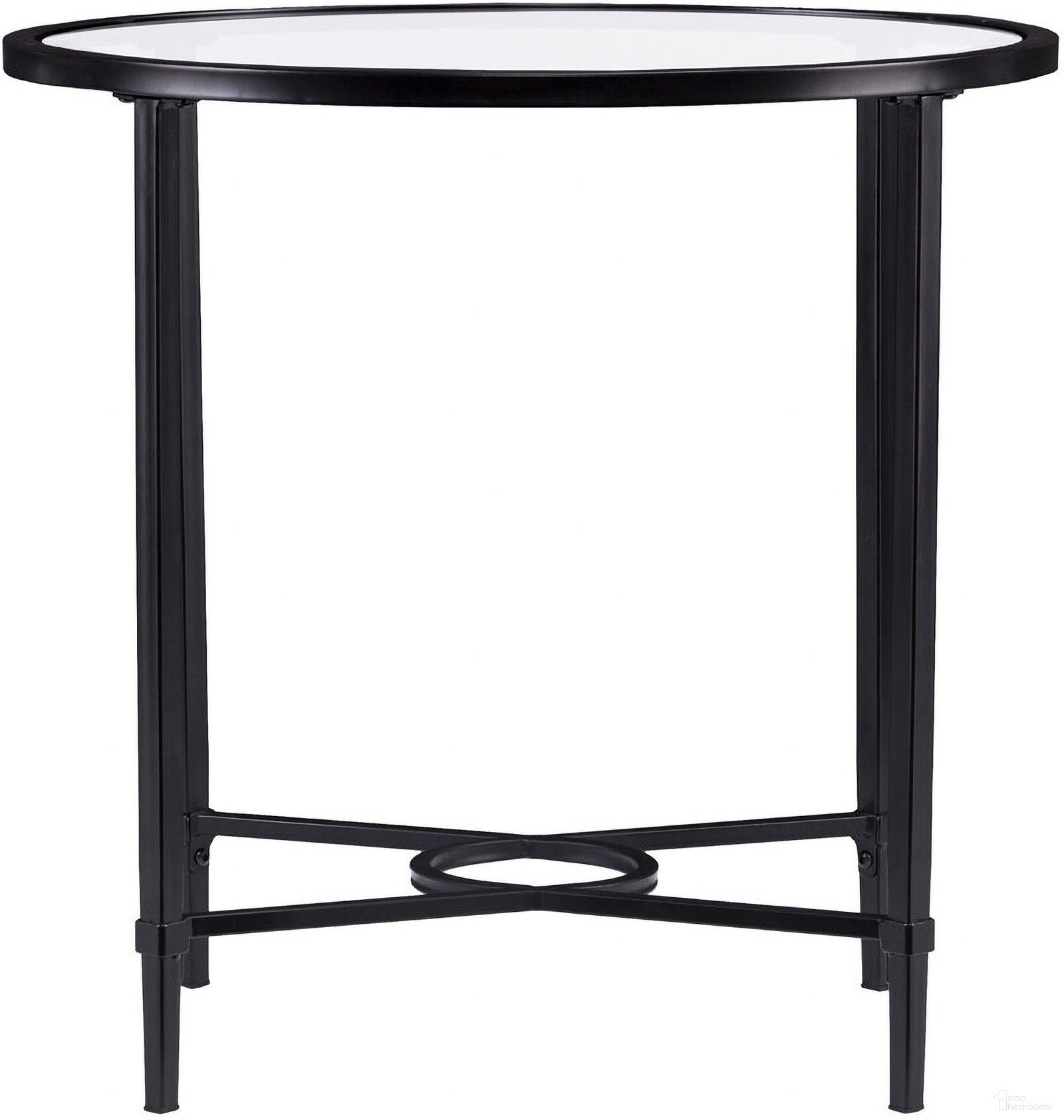 25 Inch Glass Oval End Table In Clear and Black