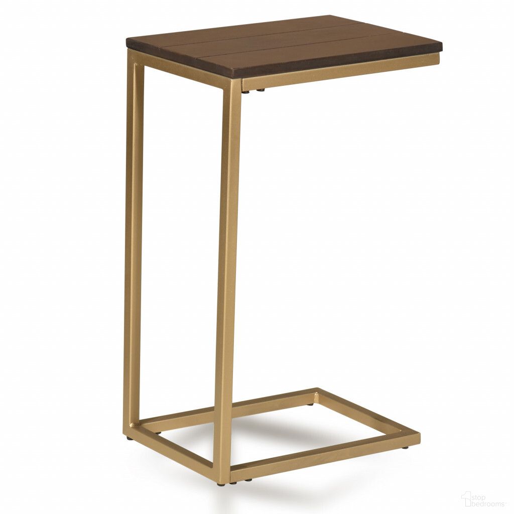 25 Inch Solid Wood and Steel Frame End Table In Dark Brown