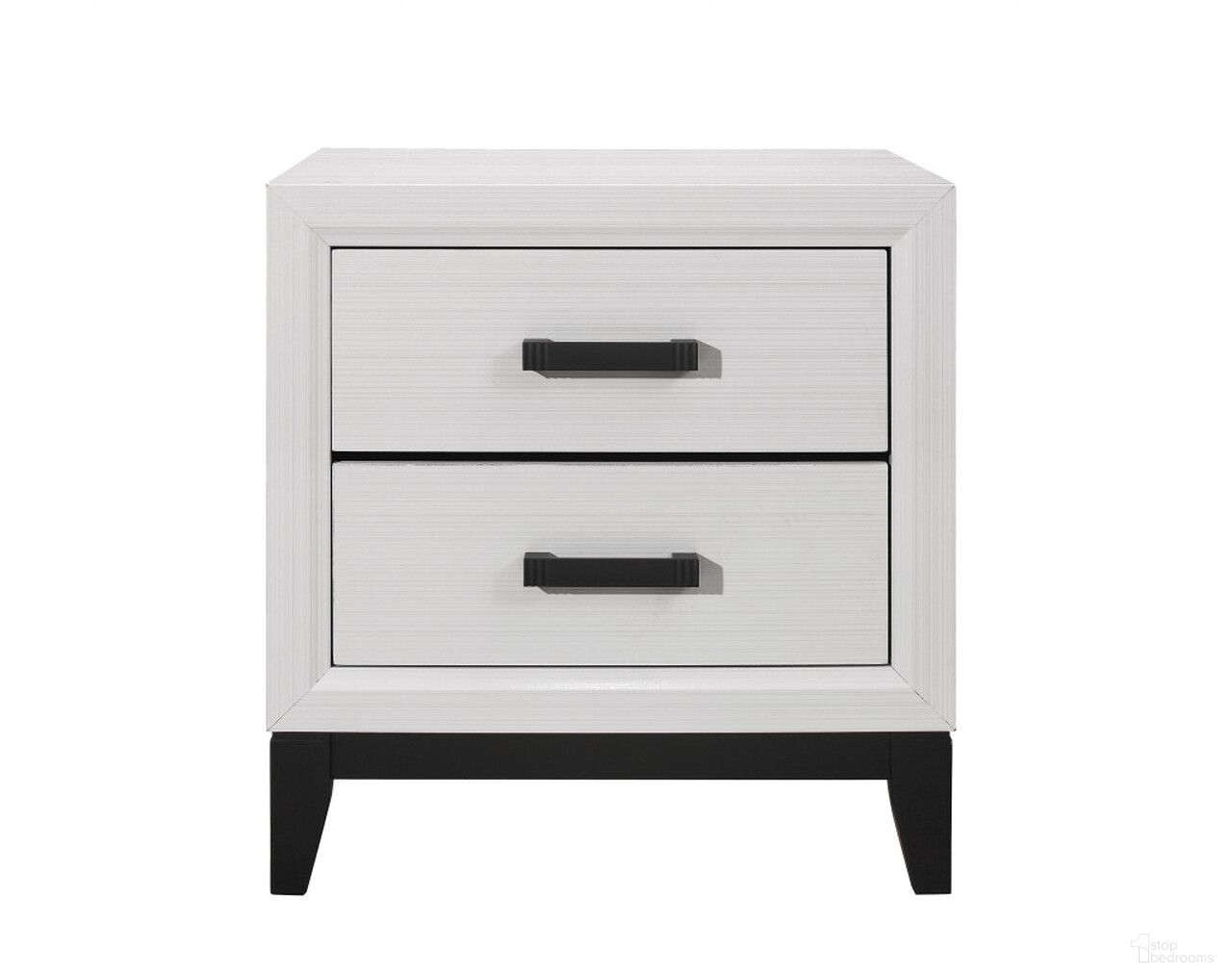The appearance of 25 Inch Wood Two Drawer Nightstand In White designed by Homeroots in the transitional interior design. This white piece of furniture  was selected by 1StopBedrooms from  to add a touch of cosiness and style into your home. Sku: 478610. Material: Wood.
