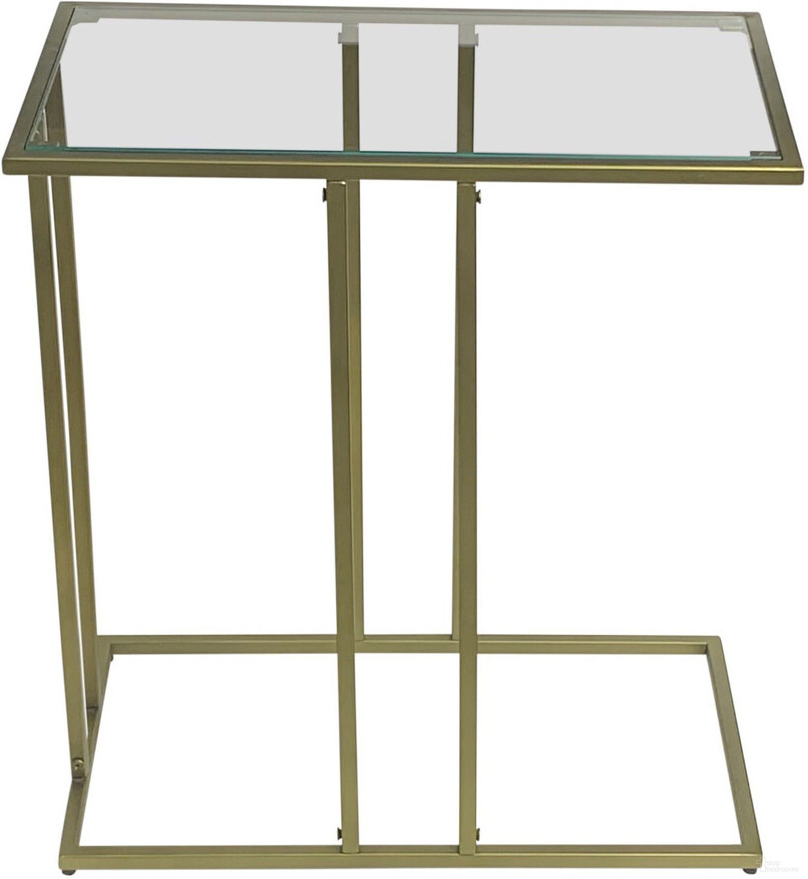 The appearance of 26 Inch Glass and Iron Frame End Table In Antique Gold and Clear designed by Homeroots in the modern / contemporary interior design. This antique gold and clear piece of furniture  was selected by 1StopBedrooms from  to add a touch of cosiness and style into your home. Sku: 632722. Material: Glass.