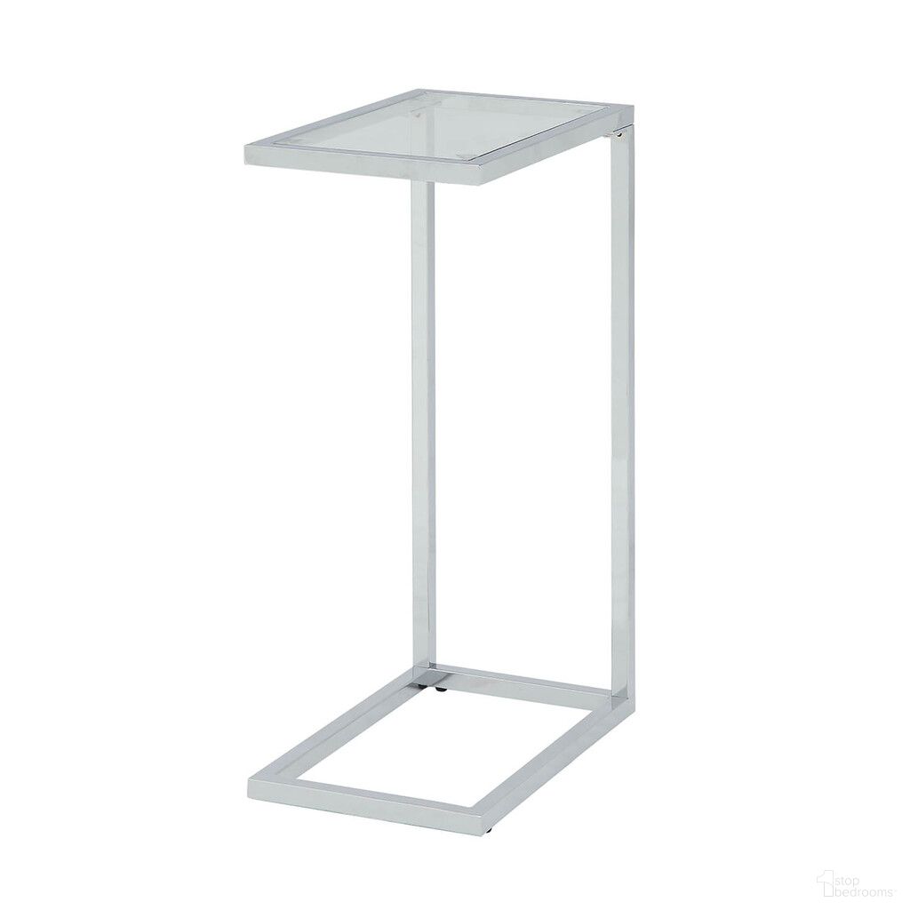 The appearance of 26 Inch Glass and Steel Sled End Table In White and Clear designed by Homeroots in the modern / contemporary interior design. This white/clear piece of furniture  was selected by 1StopBedrooms from  to add a touch of cosiness and style into your home. Sku: 493230. Material: Glass.