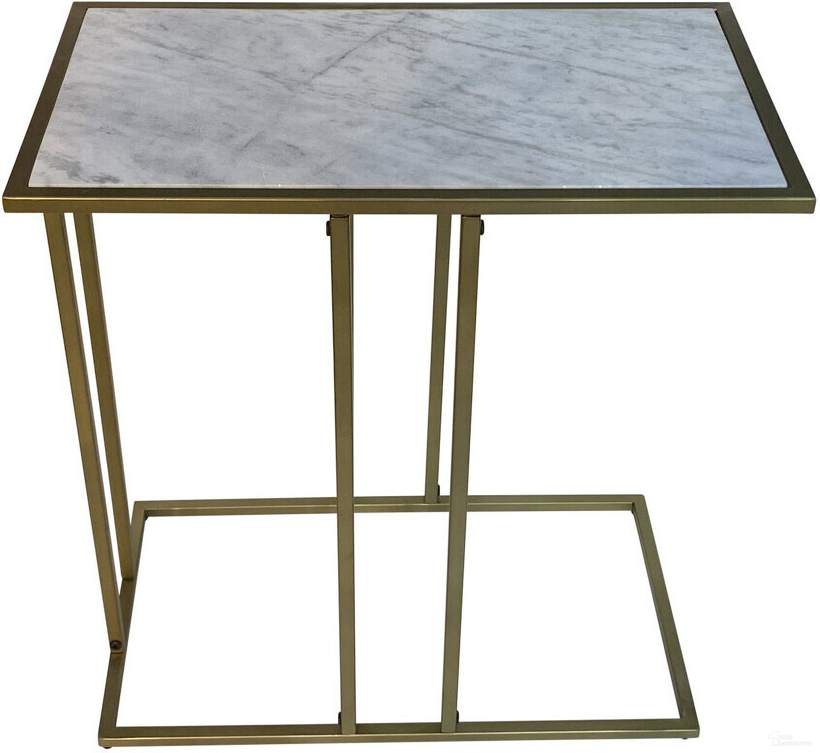 The appearance of 26 Inch Marble and Iron Frame End Table In Antique Gold and White designed by Homeroots in the modern / contemporary interior design. This antique gold and white piece of furniture  was selected by 1StopBedrooms from  to add a touch of cosiness and style into your home. Sku: 632730. Material: Marble.