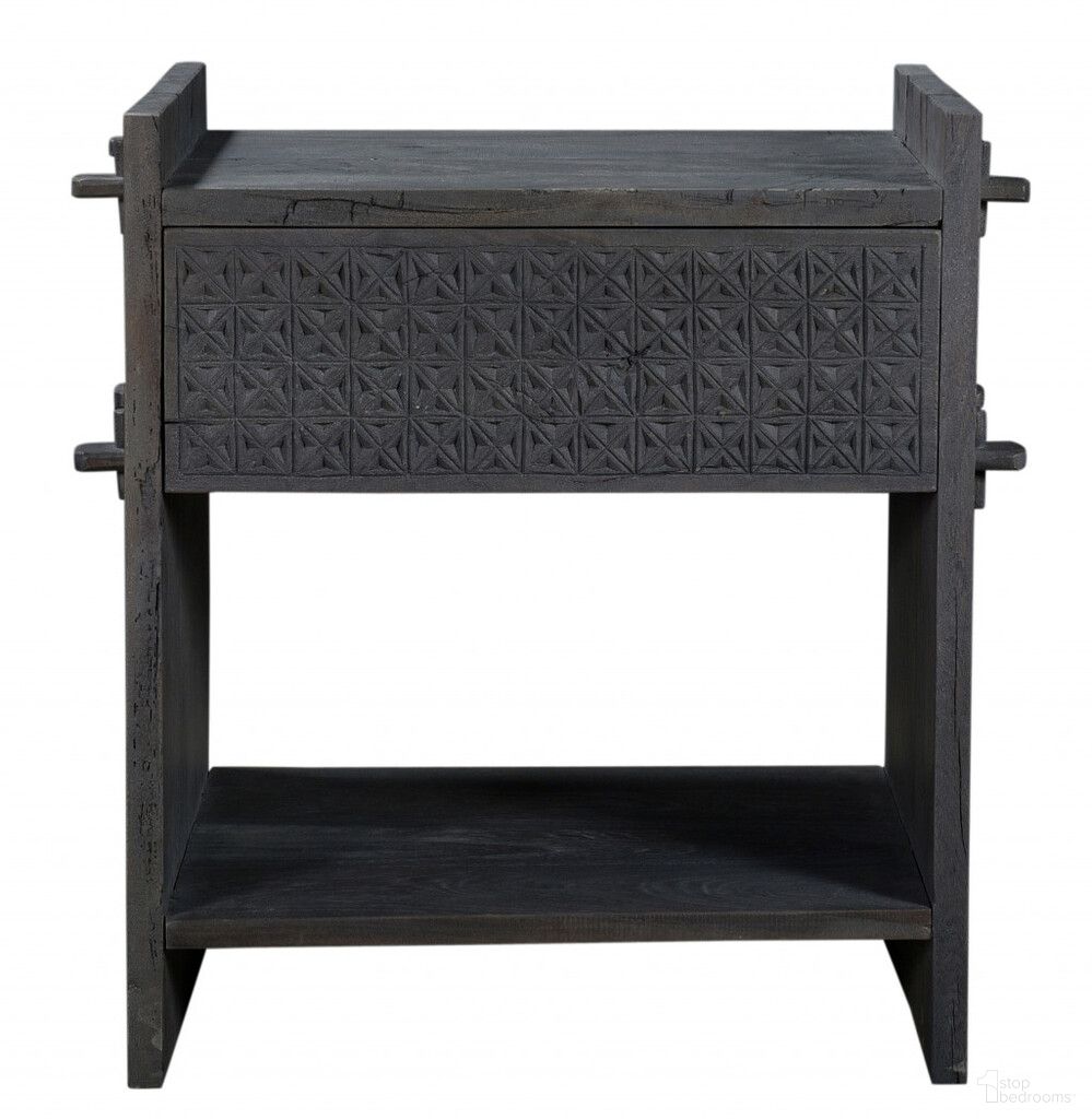 The appearance of 26 Inch One Drawer Nightstand In Dark Gray designed by Homeroots in the  interior design. This dark gray piece of furniture  was selected by 1StopBedrooms from  to add a touch of cosiness and style into your home. Sku: 488762.