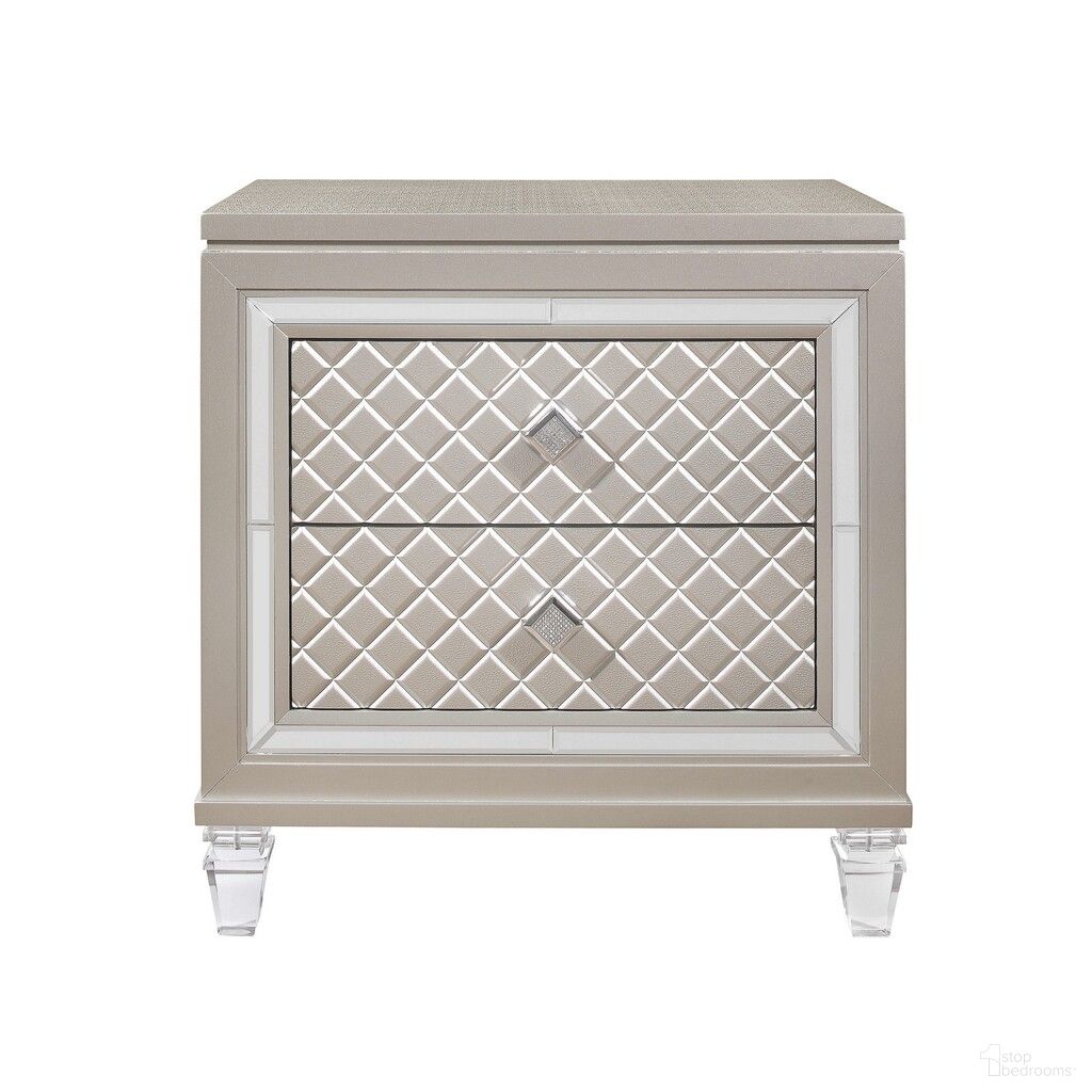 The appearance of 26 Inch Solid and Manufactured Wood and Mirrored Glass Nightstand designed by Homeroots in the modern / contemporary interior design. This silver piece of furniture was selected by 1StopBedrooms from to add a touch of cosiness and style into your home. Sku: 384037. Material: Mirrored Glass.