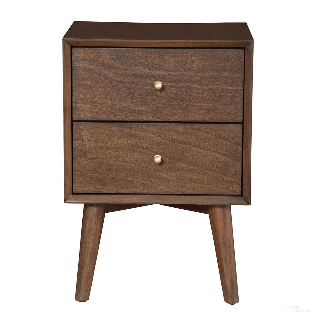 26 Inch Solid Wood and Wood Two Drawer Nightstand In Brown