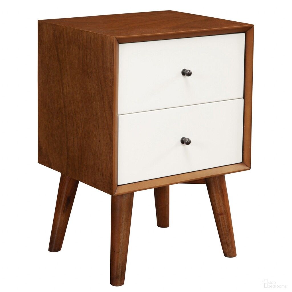 26 Inch Solid Wood and Wood Two Drawer Nightstand