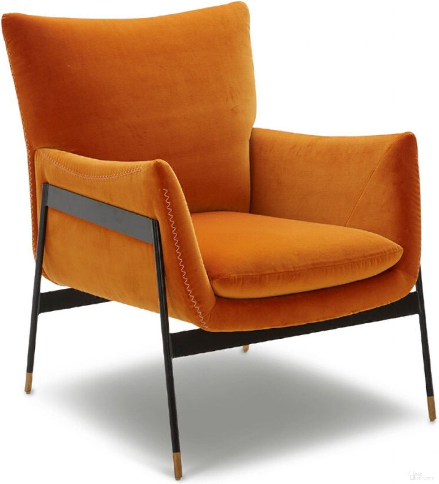 The appearance of 26 Inch Velvet Wingback Chair In Black and Orange designed by Homeroots in the modern / contemporary interior design. This black/orange piece of furniture  was selected by 1StopBedrooms from  to add a touch of cosiness and style into your home. Sku: 473810. Material: Velvet.