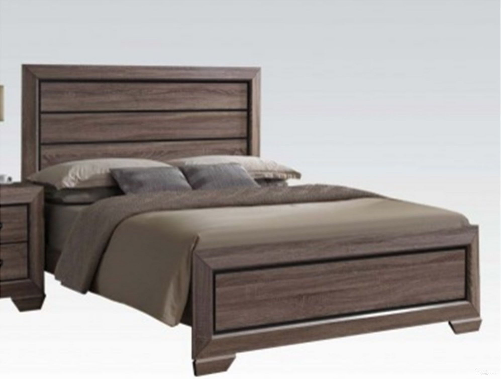 The appearance of Acme Lyndon King Panel Bed in Weathered Gray Grain designed by ACME in the transitional interior design. This red piece of furniture was selected by 1StopBedrooms from Lyndon Collection to add a touch of cosiness and style into your home. Sku: 26017EK-HF;26018EK-R. Bed Type: Panel Bed. Material: Wood. Bed Size: King.