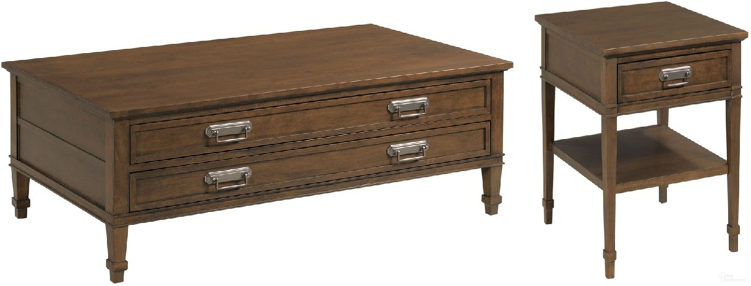 The appearance of Structures Rectangular Occasional Table Set In Sable designed by Hammary in the transitional interior design. This sable piece of furniture  was selected by 1StopBedrooms from Structures Collection to add a touch of cosiness and style into your home. Sku: 267-910S;267-915S. Material: Birch Veneer.