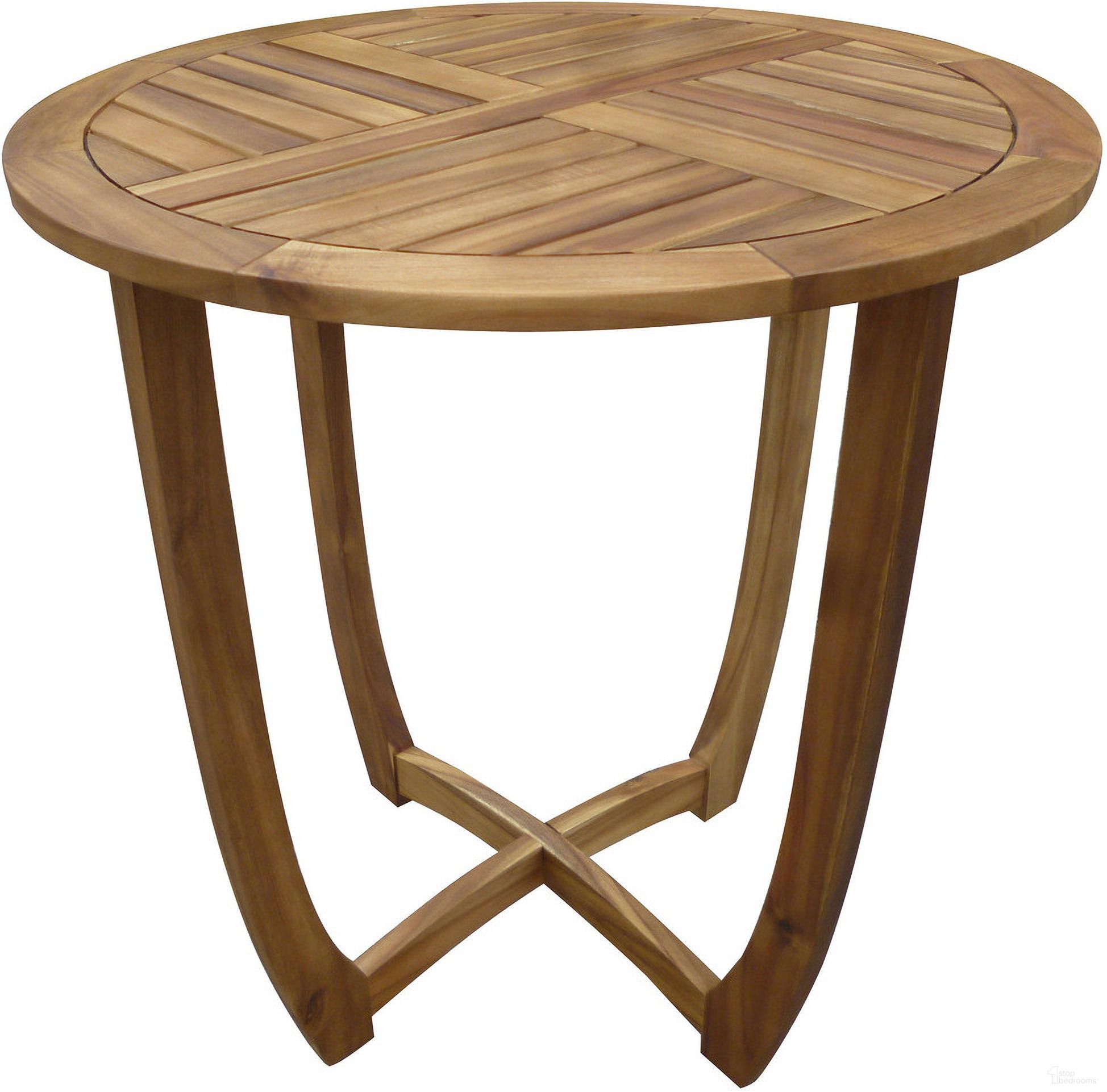 The appearance of 27.5 Inch Outdoor Circular Wood Bistro Table with Curved Legs and Slat Panel Top In Teak designed by Noble House in the rustic / southwestern interior design. This teak piece of furniture was selected by 1StopBedrooms from to add a touch of cosiness and style into your home. Sku: 57522.00. Material: Acacia Wood.