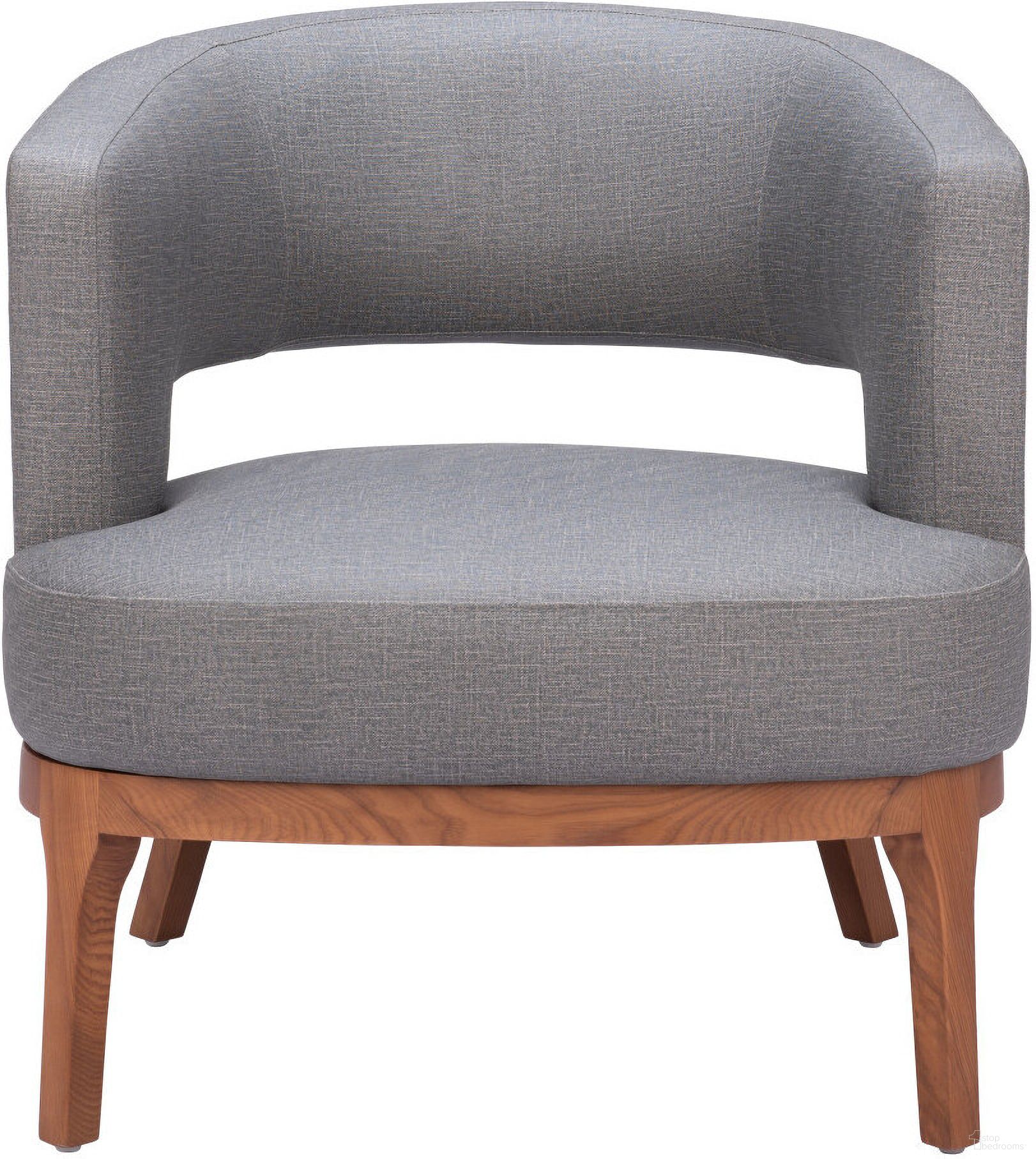 27 Inch Faux Leather Arm Chair In Brown and Slate Grey