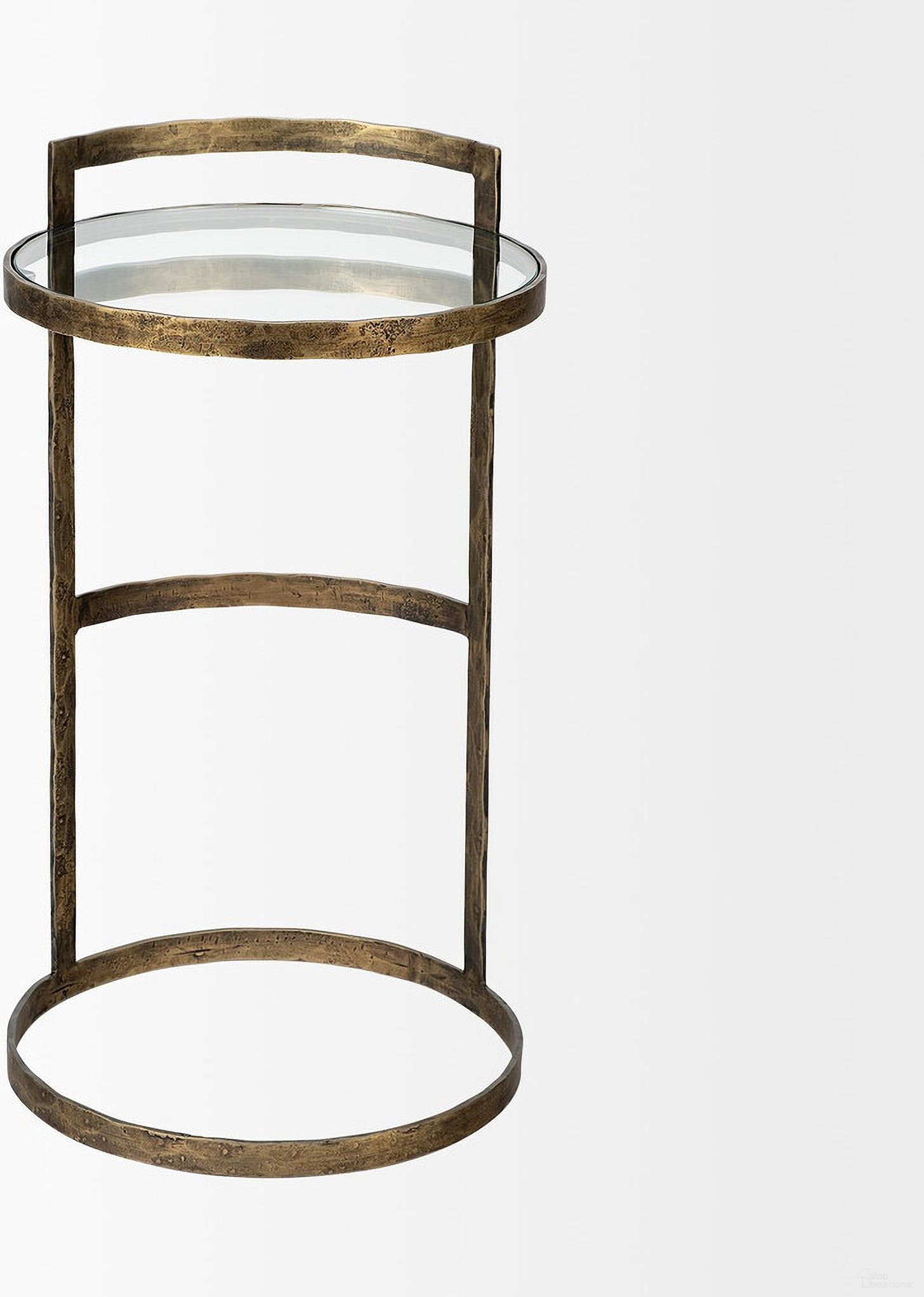 The appearance of 27 Inch Glass Round End Table In Clear and Gold designed by Homeroots in the modern / contemporary interior design. This clear/gold piece of furniture  was selected by 1StopBedrooms from  to add a touch of cosiness and style into your home. Sku: 380690. Material: Glass.