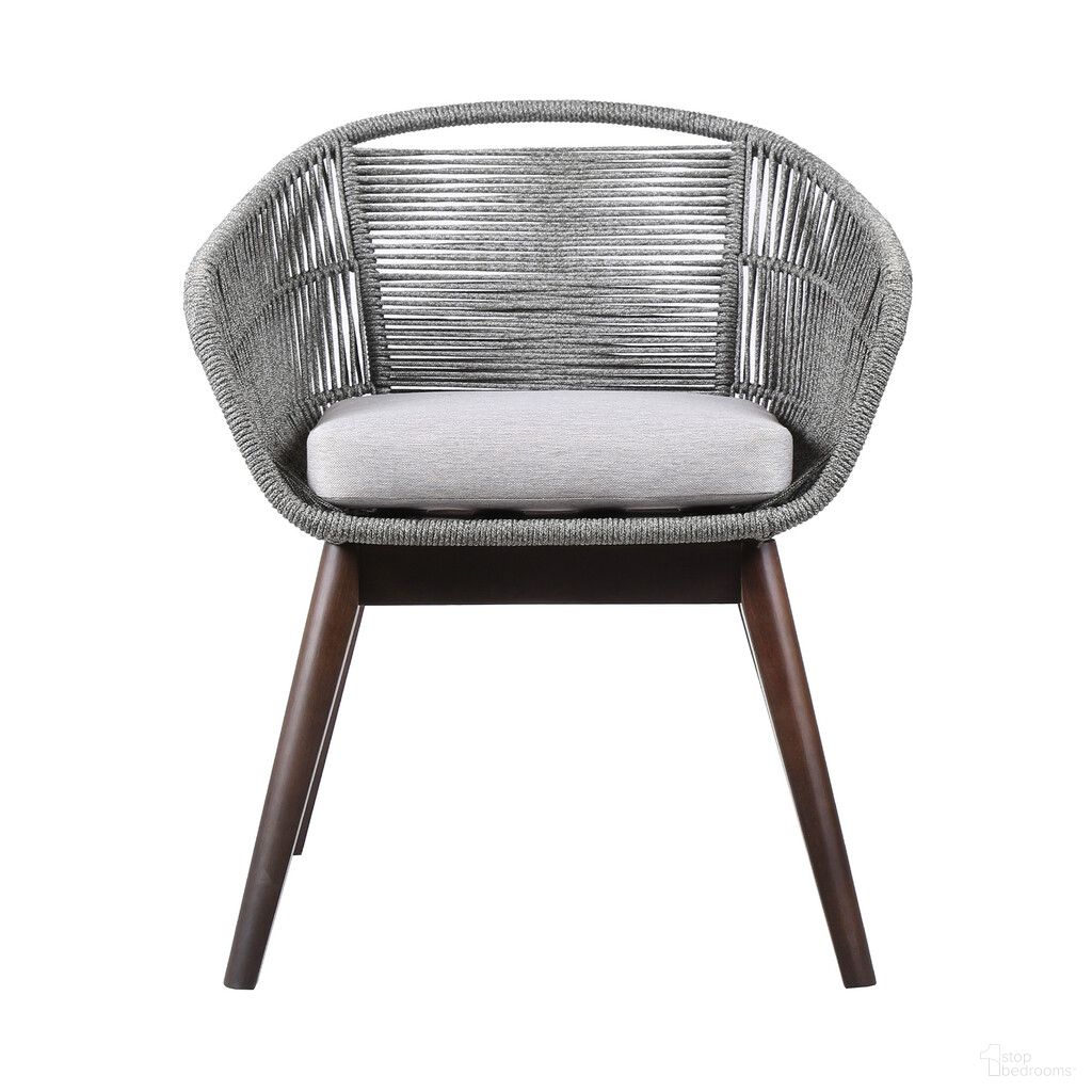 27 Inch Solid Wood Outdoor Dining Chair with Cushion In Gray