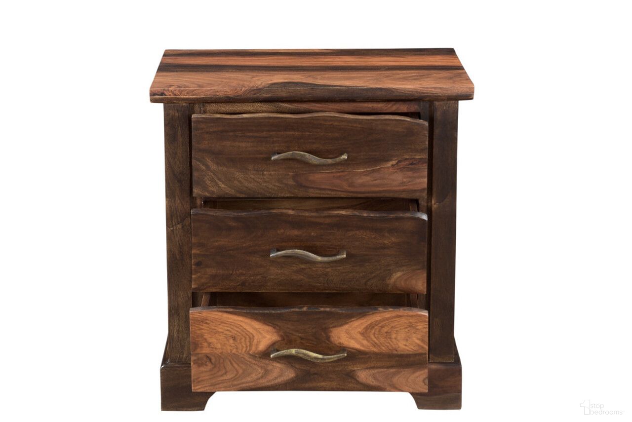 The appearance of 27 Inch Solid Wood Three Drawer Nightstand In Dark Brown designed by Homeroots in the traditional interior design. This dark brown piece of furniture  was selected by 1StopBedrooms from  to add a touch of cosiness and style into your home. Sku: 521188. Material: Solid Wood.
