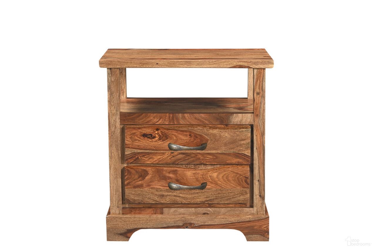 The appearance of 27 Inch Solid Wood Two Drawer Nightstand In Brown designed by Homeroots in the transitional interior design. This brown piece of furniture  was selected by 1StopBedrooms from  to add a touch of cosiness and style into your home. Sku: 552248. Material: Solid Wood.