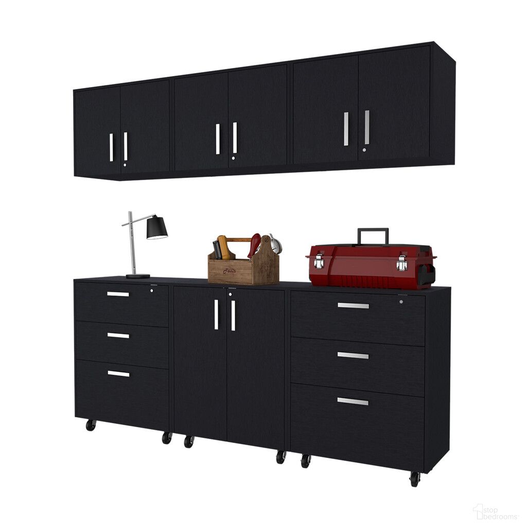 The appearance of 28 Inch Wall mounted Accent Cabinet with Eight Shelves and Six Drawers In Black designed by Homeroots in the modern / contemporary interior design. This black piece of furniture  was selected by 1StopBedrooms from  to add a touch of cosiness and style into your home. Sku: 546373. Material: Wood.