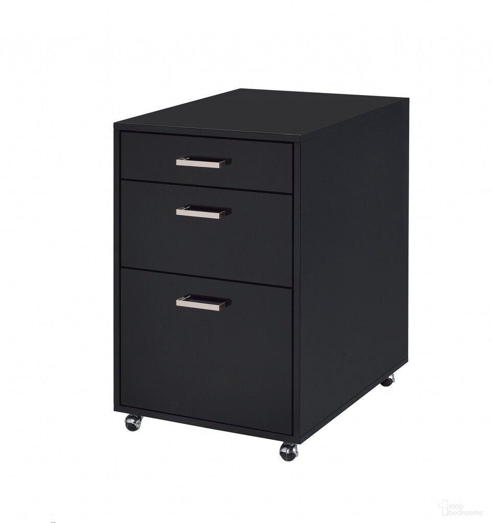28 Inch Wood and Metal Three Drawers Filing Cabinet In Black